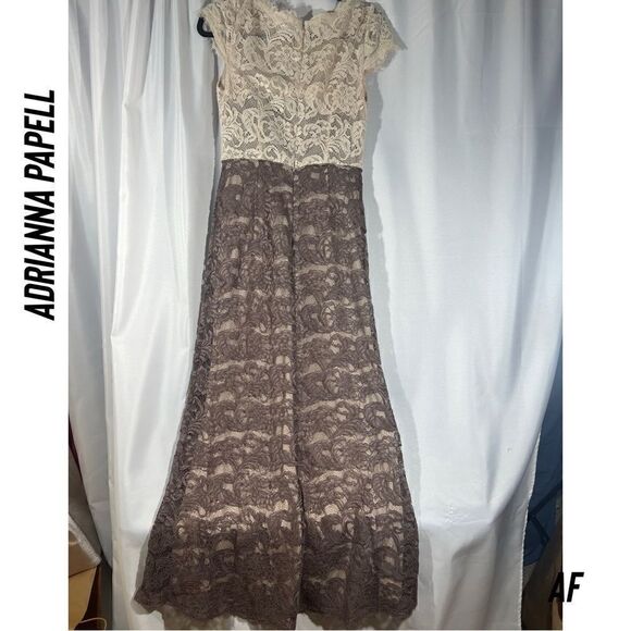 ADRIANNA PAPELL COLOR BLOCK LACE MAXI GOWN NEW SIZE 6 - Picture 4 of 7